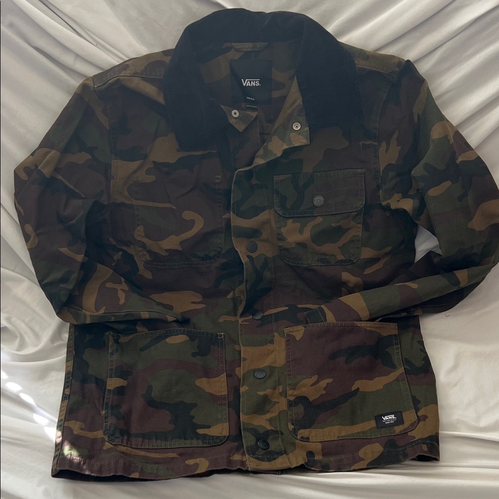 Vans Men's Green and Brown Camouflage Field Jacket